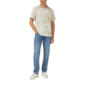 Kép 6/7 - Polo shirt with all-over print and flame yarn structure