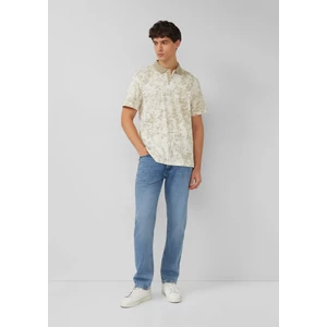 Kép 3/7 - Polo shirt with all-over print and flame yarn structure