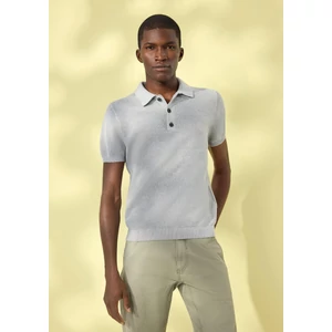 Kép 7/7 - Structured knitted polo shirt