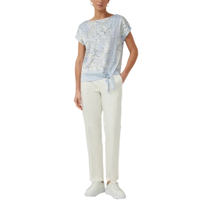 Kép 6/7 - Blouse shirt with bateau neckline and tie detail
