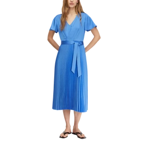 Kép 6/7 - Satin dress with flowing sleeves and pleated skirt