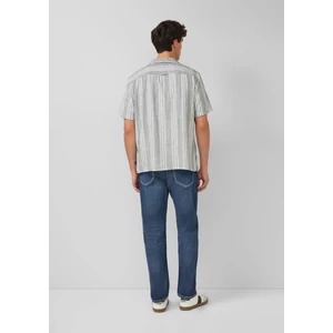 Kép 4/8 - Resort fit: short-sleeved shirt with textured stripes and breast pocket