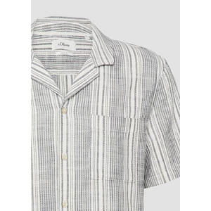 Kép 8/8 - Resort fit: short-sleeved shirt with textured stripes and breast pocket
