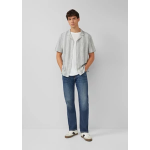 Kép 3/8 - Resort fit: short-sleeved shirt with textured stripes and breast pocket