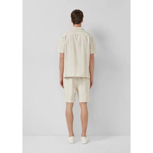 Kép 4/7 - Resort fit: short-sleeved shirt with textured stripes and breast pocket