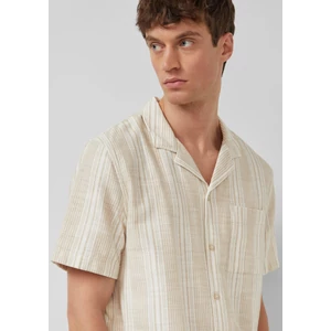 Kép 5/7 - Resort fit: short-sleeved shirt with textured stripes and breast pocket