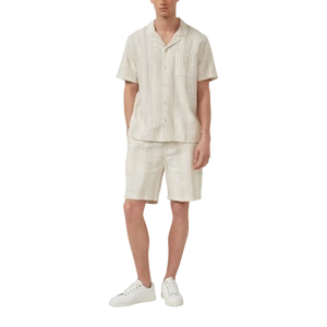 Kép 6/7 - Resort fit: short-sleeved shirt with textured stripes and breast pocket
