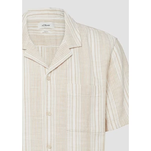 Kép 7/7 - Resort fit: short-sleeved shirt with textured stripes and breast pocket