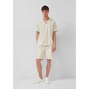 Kép 3/7 - Resort fit: short-sleeved shirt with textured stripes and breast pocket
