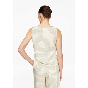 Kép 4/8 - Linen-blend top with zipper and gathered detail