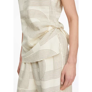 Kép 5/8 - Linen-blend top with zipper and gathered detail