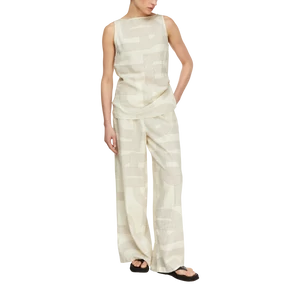 Kép 6/8 - Linen-blend top with zipper and gathered detail