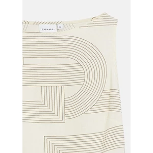 Kép 7/8 - Linen-blend top with zipper and gathered detail