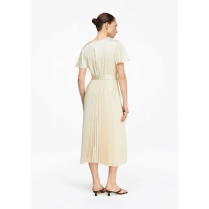 Kép 4/7 - Satin dress with flowing sleeves and pleated skirt