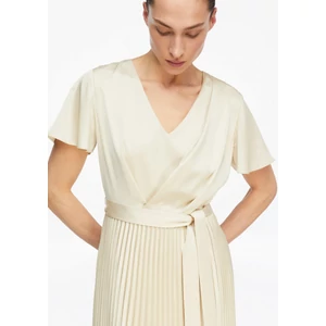 Kép 5/7 - Satin dress with flowing sleeves and pleated skirt