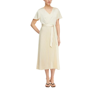 Kép 6/7 - Satin dress with flowing sleeves and pleated skirt