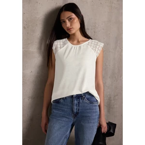Kép 1/6 - Póló - linen look top w. lace shoulde 2506