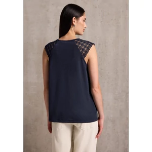 Kép 3/6 - Póló - linen look top w. lace shoulde 2506