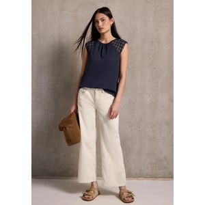 Kép 4/6 - Póló - linen look top w. lace shoulde 2506