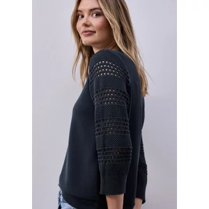 Kép 1/6 - Ing - silk look shirt w.knit sleeves 2603