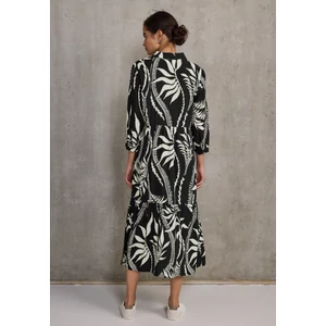 Kép 3/6 - Ruha - Shirt collar volant Dress_prin 2505