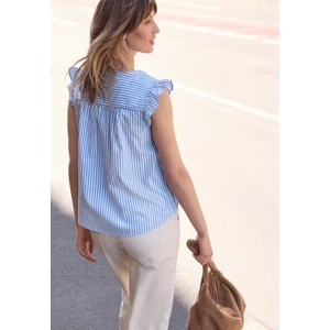 Kép 2/6 - Blúz-Ing - Striped Splitneck top w volant - 2604