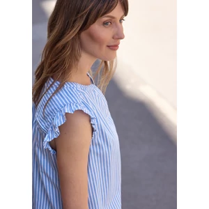 Kép 6/6 - Blúz-Ing - Striped Splitneck top w volant - 2604