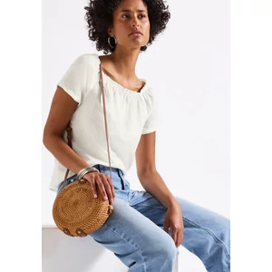 Kép 1/6 - Blúz - Linen blouse w elastic necklin 2506