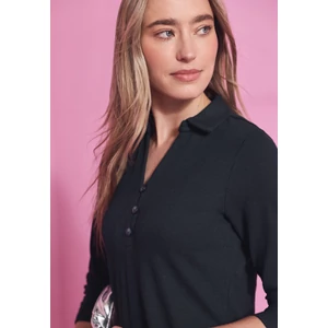 Kép 1/6 - Ruha - Rib shirt collar Dress_solid - 2602
