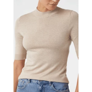 Kép 6/8 - Pulóver -  Short-sleeved fine knit sweater with a stand-up collar 2510