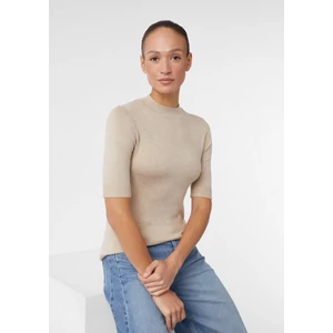 Kép 7/8 - Pulóver -  Short-sleeved fine knit sweater with a stand-up collar 2510