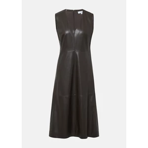 Kép 4/8 - Ruha -  Leather-look midi dress with a deep V-neckline 2510