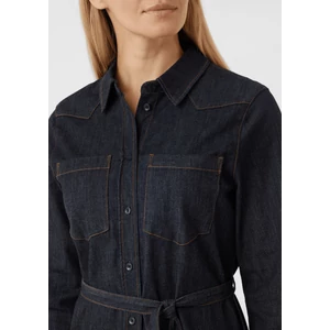 Kép 7/8 - Ruha -  Lightweight denim dress in midi length with tie belt 2510