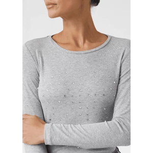 Kép 6/8 - Póló -  Jersey long-sleeved shirt with gemstones 2510