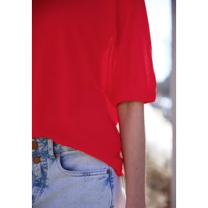 Kép 6/7 - Póló - knit look shirt w.gathered cuf - 2604