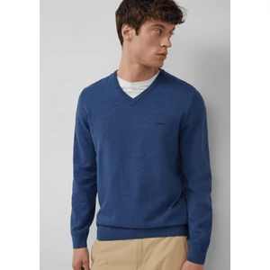 Kép 1/7 - Pulóver -  Knitted jumper with logo embroidery  - Blue | s.Oliver 2510