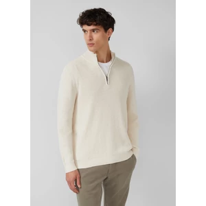 Kép 1/6 - Pulóver -  Cotton sweater with structure and troyer collar  - Beige | s.Oliver 2510