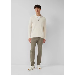 Kép 5/6 - Pulóver -  Cotton sweater with structure and troyer collar  - Beige | s.Oliver 2510