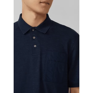 Kép 3/6 - Póló -  Polo shirt with flame yarn structure and breast pocket  - Blue | s.Oliver 2510