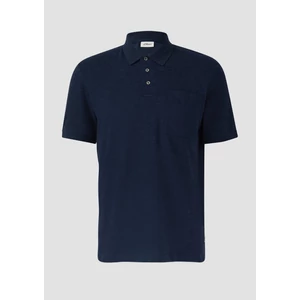Kép 4/6 - Póló -  Polo shirt with flame yarn structure and breast pocket  - Blue | s.Oliver 2510