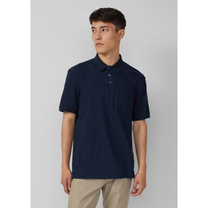 Kép 1/6 - Póló -  Polo shirt with flame yarn structure and breast pocket  - Blue | s.Oliver 2510