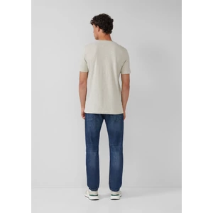 Kép 4/7 - Póló -  Melange T-shirt with a rolled edge and a front print  - White | s.Oliver 2510