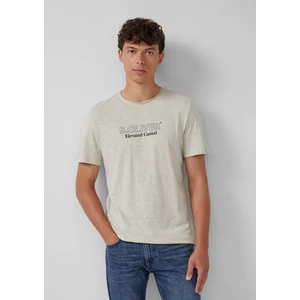 Kép 6/7 - Póló -  Melange T-shirt with a rolled edge and a front print  - White | s.Oliver 2510