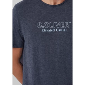Kép 5/7 - Póló -  Melange T-shirt with a rolled edge and a front print  - Blue | s.Oliver 2510