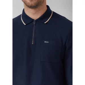 Kép 5/7 - Póló -  Zip polo shirt in textured jersey with breast pocket  - Blue | s.Oliver 2510