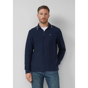 Kép 6/7 - Póló -  Zip polo shirt in textured jersey with breast pocket  - Blue | s.Oliver 2510