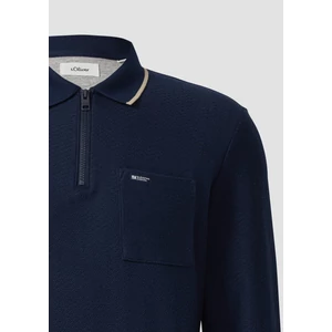 Kép 7/7 - Póló -  Zip polo shirt in textured jersey with breast pocket  - Blue | s.Oliver 2510