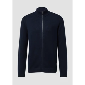Kép 4/6 - Dzseki -  Cotton cardigan with stand-up collar and logo patch  - Blue | s.Oliver 2510