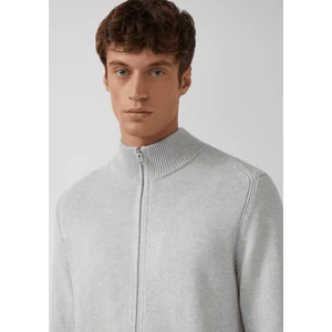 Kép 5/7 - Dzseki -  Cotton cardigan with stand-up collar and logo patch  - Grey | s.Oliver 2510
