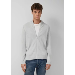Kép 6/7 - Dzseki -  Cotton cardigan with stand-up collar and logo patch  - Grey | s.Oliver 2510